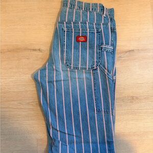 Dickies Blue Jeans with Red and White Stripes